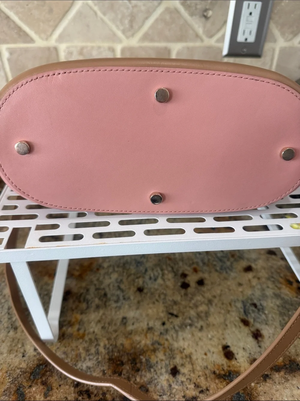 kate spade Colorblock Pink/tan Leather Shoulder Bag with Circular Handle